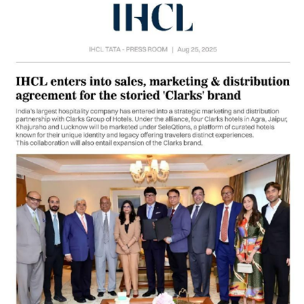 IHCL enters into sales, marketing & distributing agreement for the storied “Clarks” brand
